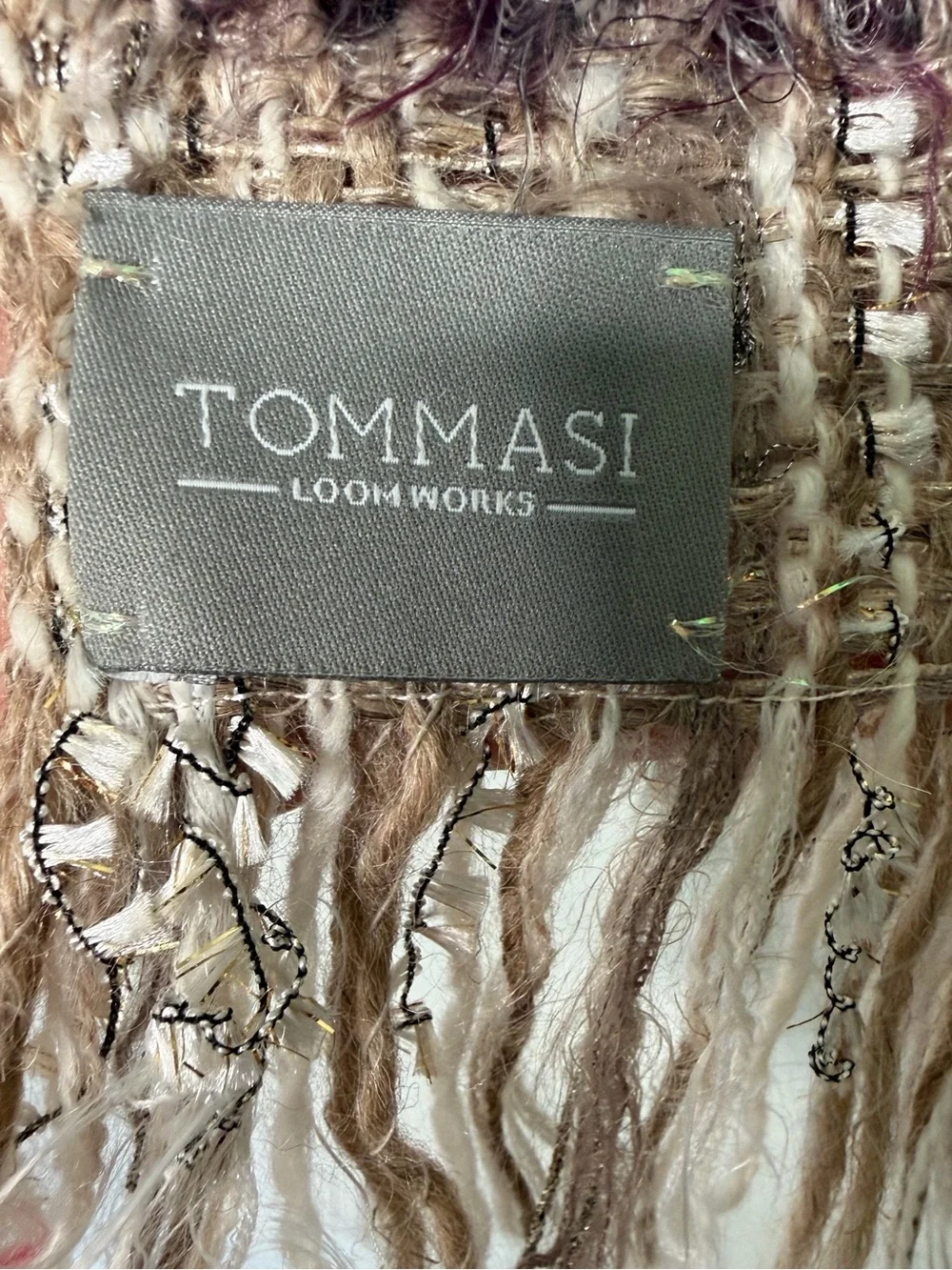 Tommasi Loom Works Purple and Cream Scarf
